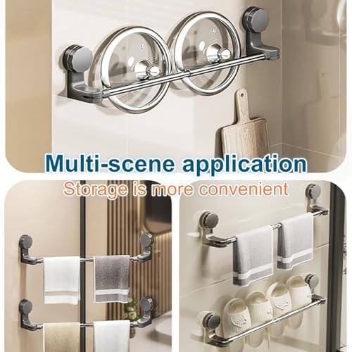 ANIS・KEBBR No Drill Extendable Suction Towel Bar 11.8-23.6in Stainless Steel Bathroom Kitchen Rack