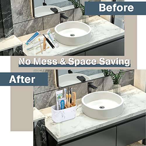 GFWARE Toothbrush Holders for Bathrooms, 5 Slots Bamboo Toothbrush Holder Kids Electric Toothbrush Holder and Toothpaste Holder for Bathroom Countertop Accessories Storage, Marble Toothbrush Organizer | 5 Slots Kids Electric Toothbrush and Toothpaste Hold