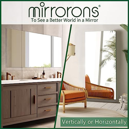 Frameless Wall Mirror 60"x28" Bathroom Vanity Mirror Shatterproof | Modern Wall Mount Mirror, Horizontal & Vertical, Rectangle Mirror for Over Sink, Living Room, Bedroom - size: 60"L x 28"W