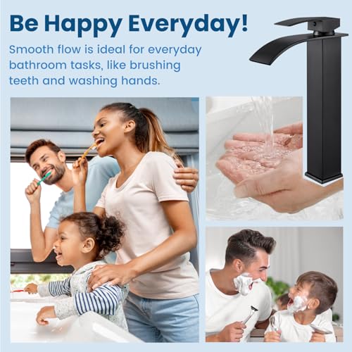 Airuida Vessel Sink Faucet, Oil Bronze Tall Waterfall Bathroom Faucet | Single Handle,Tall Bathroom Faucet 1 Hole,Vanity Faucet,without Drain,Bowl Bathroom Faucet - color: Oil Rubbed Bronze