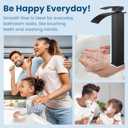 Airuida Vessel Sink Faucet, Oil Bronze Tall Waterfall Bathroom Faucet | Single Handle,Tall Bathroom Faucet 1 Hole,Vanity Faucet,without Drain,Bowl Bathroom Faucet - color: Oil Rubbed Bronze