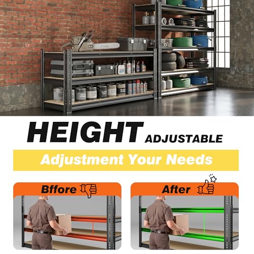 5-Tier Heavy Duty Metal Storage Shelves, 3100 lbs Total Capacity, 48" W x 24" D x 72" H Adjustable Utility Shelving Unit for Garage, Basement, Warehouse & Commercial Kitchen - size: 48Wx24Dx72H
