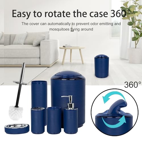 CERBIOR Bathroom Accessories Set 6 Piece Spiral Pattern Bath Ensemble,Blue | Includes Soap Dispenser, Toothbrush Holder, Toothbrush Cup, Soap Dish for Decorative Countertop and Housewarming Gift - style: Blue