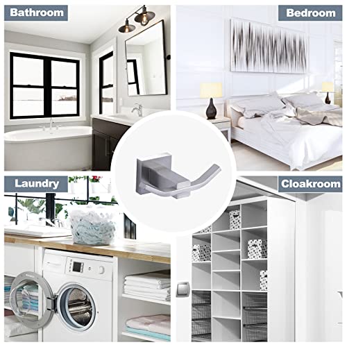 WOWOW Towel Hooks for Bathrooms Brushed Nickel, SUS304 Stainless Steel Coat Hook, Bathroom Robe Towel Holder, Heavy Duty Robe Hooks, Bathroom Double Towel Hooks for Coats, sponges, Clothes Wall Mount - color: Brushed Nickel