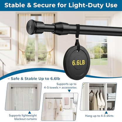 Spring Tension Curtain Rod Short Tension Rod (Black,12" to 19"-2Pcs) - color: Black, size: 12" to 19"-2Pcs