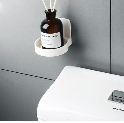 2PCS Adhesive Plastic Round Floating Wall Shelf, Wall Mounted Cup Holder Shower Organizer Bottle Racks