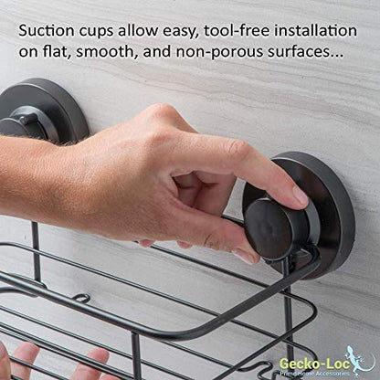 Gecko-Loc Heavy Duty Suction Cup Hooks Shower Accessory Stainless Steel - Black - color: Black