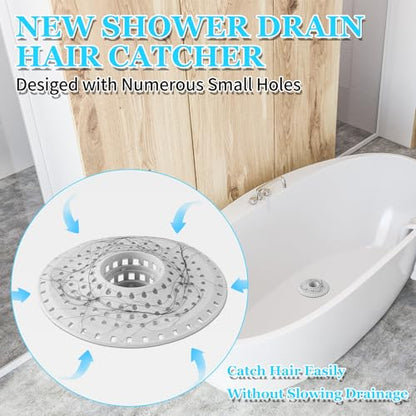 Aluvor Bathtub Drain Hair Catcher,Silicone Tub Hair Catcher Drain Protector | Collapsible Shower Hair Drain Catcher Strainer for 1.48'' to 1.76'' Flat Regular Drains, 3PCS/Grayish-White - color: A-grayish-white