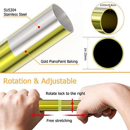 U Shaped Shower Curtain Rod (Both sides: 31.5"-47",Middle: 34.7"-43") Adjustable True 304 Stainless Bathroom Bathtub Shower Curtain Rod Rack Gold - color: U Shaped Gold, Length on both sides:31.5"-47",Middle width:34.7"-43", size: U Shaped