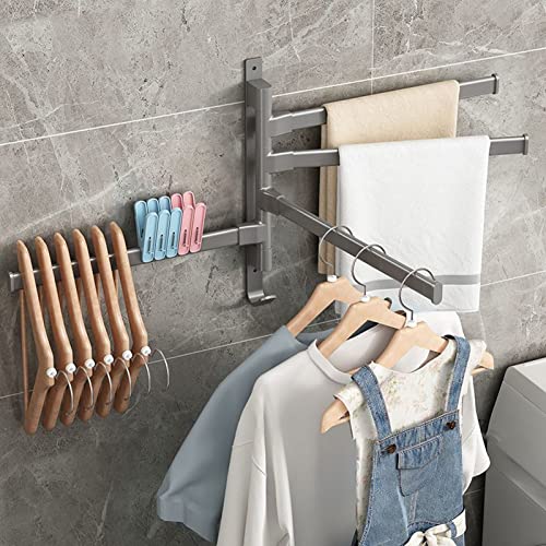 Swivel Towel Bar, 180° Rotary Aluminum Wall Mount Rack Rail with Hook Space Saving Organizer Hanging Swing Out Hanger Support for Bathroom, Hotel, Kitchen (4 Arms) - color: 4 Arms