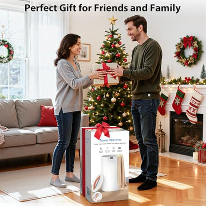 Towel Warmer, 20L Large Towel Warmers for Bathroom, Towel Bucket Fits Up Two 40"X70" Oversized Towels, Bathrobes, Blankets, Towel Heater with LCD, 4 Timer Setting and Auto Shut Off(White)