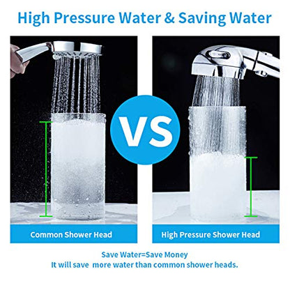 KAIYING High Pressure Handheld Shower Head with ON/OFF Pause Switch | 3 Spray Modes Shower Wand with Shut Off Button, Camper & RV Showerhead with Hose & Angle Adjustable Bracket, Chrome Finish - color: Chrome