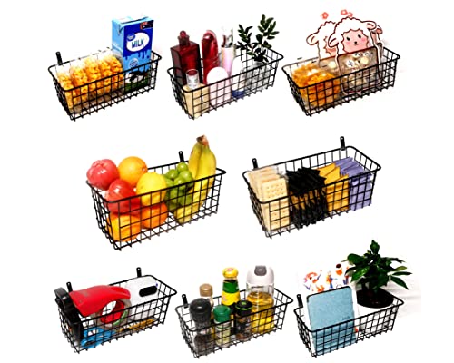Joben Oligey 3 Set Hanging Wire Baskets ,Wall Mount Fruit Basket,No Drilling,Adhesive Small Metal Basket,Farmhouse Food Storage Mesh Bin Kitchen Pantry Laundry Bathroom Closet Garage RV ,Black - size: Black - Regular