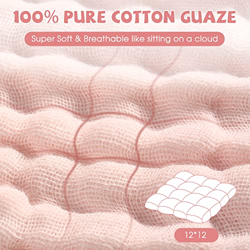 Baby Washcloths and Burp Cloths, Soft Absorbent Towels for Newborns, 6 Pack, 12x12 Inches (Pink) - color: Pink