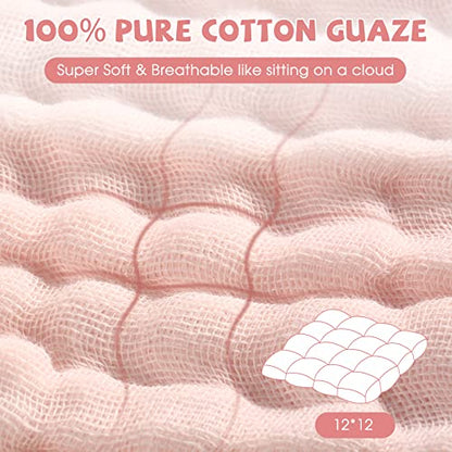 Baby Washcloths and Burp Cloths, Soft Absorbent Towels for Newborns, 6 Pack, 12x12 Inches (Pink) - color: Pink