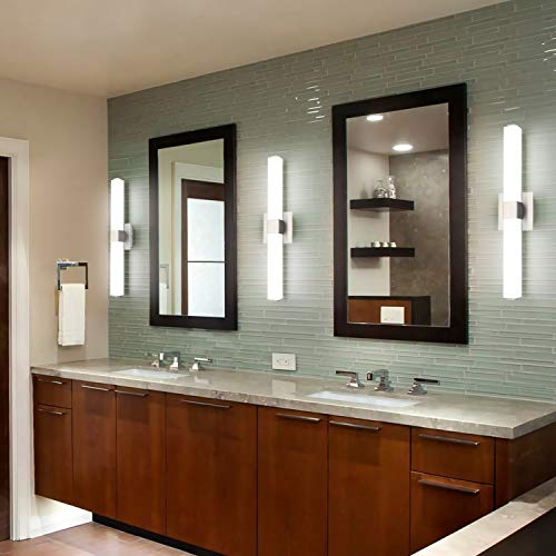 LED Bathroom Vanity Light - 24 inch Brushed Nickel Vanity Lights - Modern Bathroom Light Fixtures Over Mirror 6000K Cool White - color: Brushed Nickel - Not Dimmable, size: 24 inch