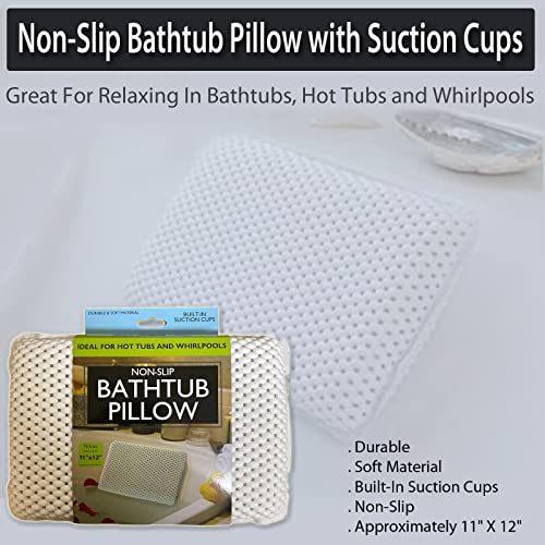 bulk buys OF441 Non-Slip Bathtub Pillow with Suction Cups, White