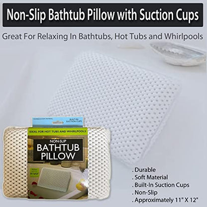 bulk buys OF441 Non-Slip Bathtub Pillow with Suction Cups, White