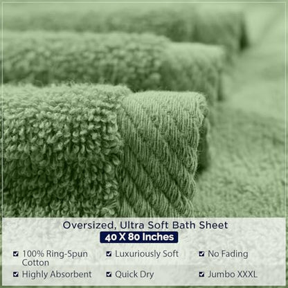 DAN RIVER Pack of 1 Jumbo Bath Sheet 40x80 Inches, Extra Large Quick Dry Bath Towels for Bathroom, Soft Absorbent Towels - Sage Green - color: Sage Green