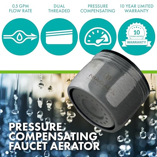 Niagara Conservation N3205NBN-PC-TU 1-Spray 0.5 GPM .94-in. Pressure-Compensating Needle-Spray Faucet Aerator Brushed Nickel, 6-Pack | Bathroom Sink and Kitchen Sink Aerator for Home Improvement - color: Brushed Nickel, style: 0.5 GPM (Needle)