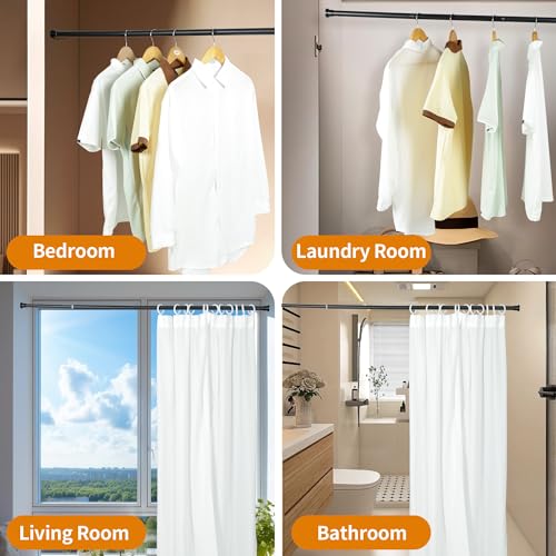 Black Shower Curtain Rod 30 to 76 Inches,Adjustable Spring Tension Rods,Shower Telescoping Rod,No Drilling - color: Black, size: 30 to 76
