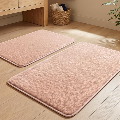 Bathroom Rug Set 2 Piece, Memory Foam Pink Bath Mat Set Non-Slip Quick Dry Bath Mats for Bathrooom - color: Pink, size: 2pieces