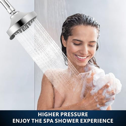 High Pressure Shower Head - 5 Spray Modes Powerful Pressure Boosting Showerhead For Bathroom - High Flow Fixed Showerheads (Chrome) - color: Luxury Polished Chrome