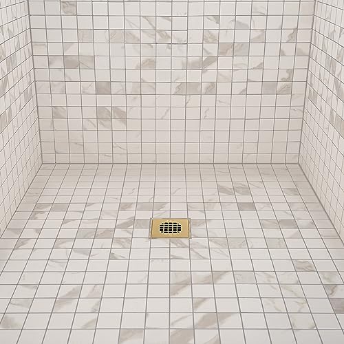 Oatey 42361 Universal 4-1/4 in. Snap-Tite Square Shower Strainer in Brushed Gold