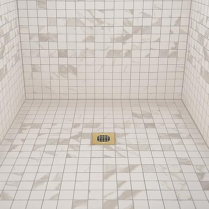 Oatey 42361 Universal 4-1/4 in. Snap-Tite Square Shower Strainer in Brushed Gold