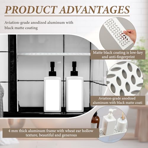 Teenyyou 1 Pcs Aluminum Shower Niche Rectangular Shelf White 5/32"/ 4 mm Thick, Petal Design, Matte White Finish for 12" Prefabricated Niches, Fits 5/32" Grout Line - color: White