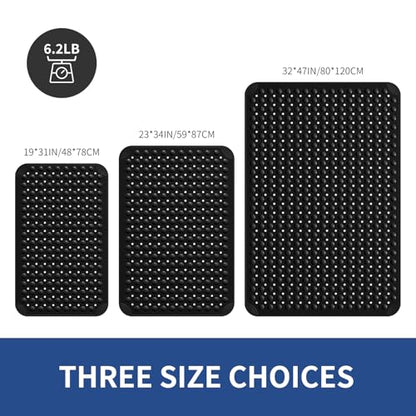 OTHWAY Extra Large Shower Mat 47"x 32", TPE Non Slip Shower Mat for Shower Stall, Inside Walk in Shower Mats with Drain Holes Suction Cups, Anti-Slip for Elderly (Black) - color: Black