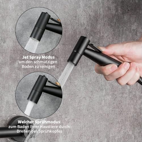 Handheld Bidet Sprayer for Toilet, Stainless Steel Bidet Head for Cloth Diaper, Pet Shower, Personal Hygiene Cleaning, G1/2 Hose Connectors (Black) - color: Black Sprayer Head