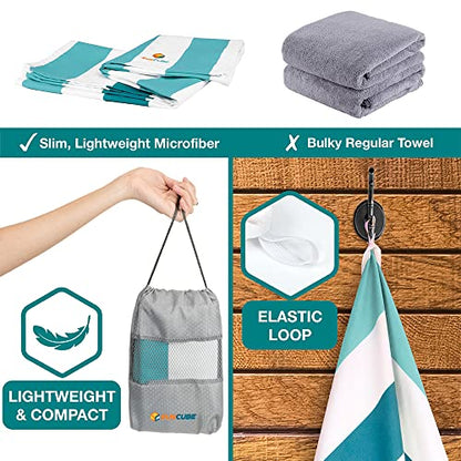 SUN CUBE Microfiber Beach Towel, Quick Dry, Light Blue, 78x35 Inch | Quick Dry and Free Microfiber Towel, Lightweight Packable Swim Towel for Beach, Pool, Camping, Cruise, Travel - color: Light Blue, size: 78.00" x 35.00"