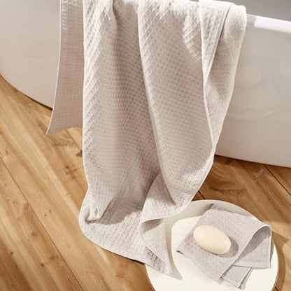 UCHINO Waffle Twist Cotton Hand Towel Absorbent Quick Dry 20x30 Linen 1 Pc - color: Linen, size: Hand Towel