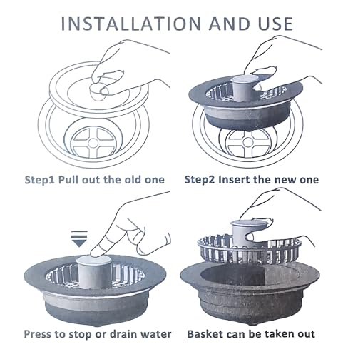 Kitchen Sink Drain Stopper Black Sink Strainer Kitchen Sink Drain Strainer | Drain Stopper 3 in 1 Pop Up with an Extra Basket Sink Drain Strainer Black, Kitchen Sink Stopper for US Standard 3-1/2 Inch - color: Model E Copper Black