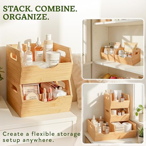 HOMESTEAD Extra Large Bamboo Pantry Storage Bins – 30% Larger, Stackable Potato Onion Storage Bin, Large Pantry Organizers and Storage, Produce Vegetable Organizer, Set of 3 - size: Extra Large ( 3 Pack )