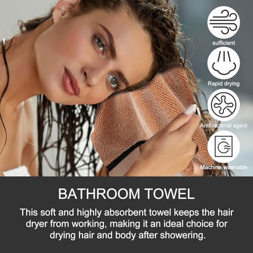 Longzhuo Large Bath Towels, 15.74'' x 23.62'' Bath Towel Set, Microfiber Bath Towels Pack of 3, Lighter Weight, Quicker to Dry, Highly Absorbent, Beach Towel for Bathroom, Gym, Hotel, SPA (Khaki)