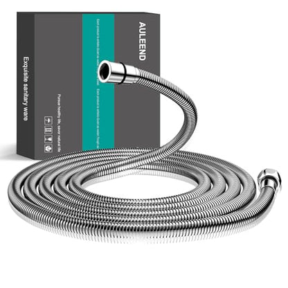 AULEEND，118 inch，encrypted shower hose 304 stainless steel metal - Extra long shower hose -（Universal Connection G 1/2" x 1/2")（chrome） - color: Chrome, size: 118 Inch