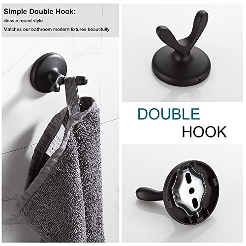 BGL Bathroom Accessory Set, Matte Black Adjustable Expandable Towel Bar 4-Piece Bathroom Hardware Set Wall Mounted Robe Hook Toilet Paper Holder Towel Ring Towel Bar - color: Matte Black