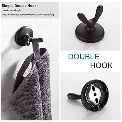 BGL Bathroom Accessory Set, Matte Black Adjustable Expandable Towel Bar 4-Piece Bathroom Hardware Set Wall Mounted Robe Hook Toilet Paper Holder Towel Ring Towel Bar - color: Matte Black