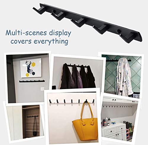 Wall Mounted Coat Rack, 6 Hooks, 21.7"x1.3", Modern, Black, 2 Pcs | Space Aluminum, Rustproof, for Hallway, Entryway, Hanging Holder for Clothes, Towel, Backpack, 40 lbs Capacity, Easy Install - size: 6 Hooks(2 packs)