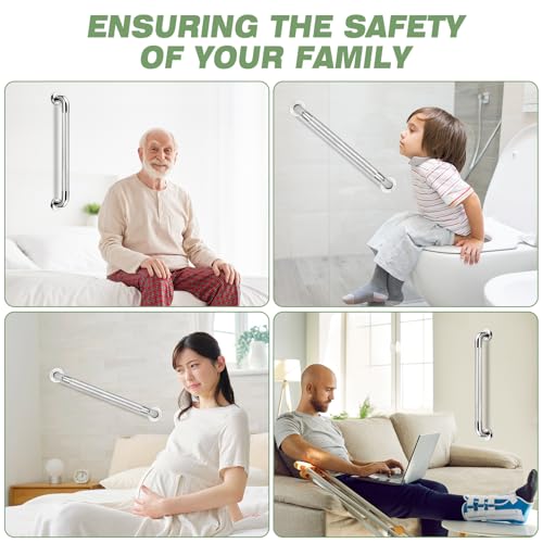 2 PCS Grab Bars for Seniors Bathroom 24 Inch 1.25" Diameter Shower Handle | Stainless Steel Shower Safety Support Bar, Bath Assist Handles for Handicap Elderly Injury Pregnant, ADA Compliant - size: 2PCS-24inch