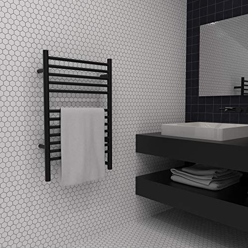 Amba Jeeves ESMB Model E-Straight Hardwired Towel Warmer in Matte Black - color: Matte Black