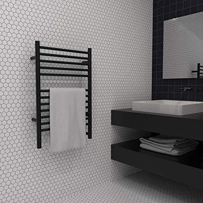 Amba Jeeves ESMB Model E-Straight Hardwired Towel Warmer in Matte Black - color: Matte Black