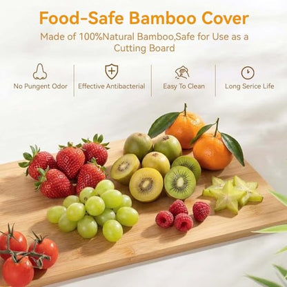 4 Pack Pantry Organizers and Storage with Bamboo Lids | Stackable Clear Plastic with Lid/Handle Trash Bag Holder for Vegetable,Fruit,Under Kitchen Sink Countertop Organizer - size: 4 Pack