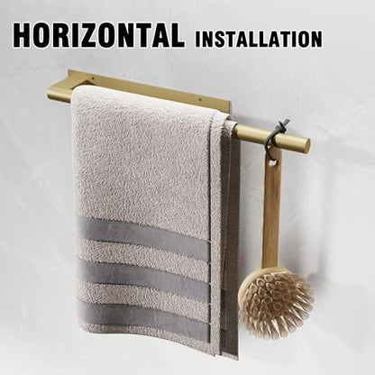Hand Towel Holder, Adhesive or Drill Wall Mount, Gold | 15 Inch Hand Towel Bar, 304 Stainless Steel, Rustproof, Stick on Towel Racks for Bathroom, Kitchen, RV - color: Gold