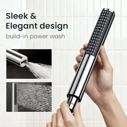 Veken 10" Luxurious Rain Shower Head with Handheld, High Pressure Rainfall Shower Heads wih Extension Arm, Wide Dual Showerhead with Spray Combo, Bathroom Accessories, Chrome, Silver - color: Chrome
