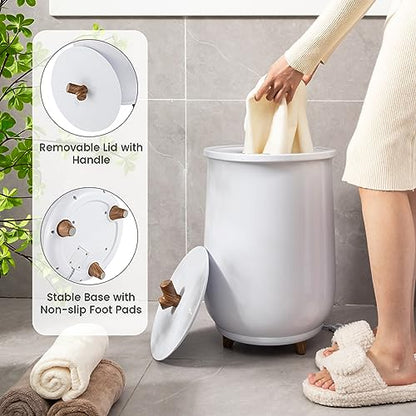 ERGOMASTER Towel Warmer Bucket, Heated Towel Warmer, Electric Towel Heater with Temperature Control and Timer, 23L Large Capacity Freestanding Hot Towel Warmer for Bathroom Spa Salon Hotel (White) - color: White