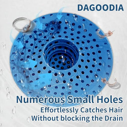 3Pcs Silicone Hair Catcher Shower Drain for Bathtub & Sink Trap/Strainer | 3 Pack Anti-Clog Collapsible Tub Protector Cover, Pet Hair Stopper fit 1 1/2" to 1 5/8'' Bathroom, Shower Stall & Sink Drains - color: Blue
