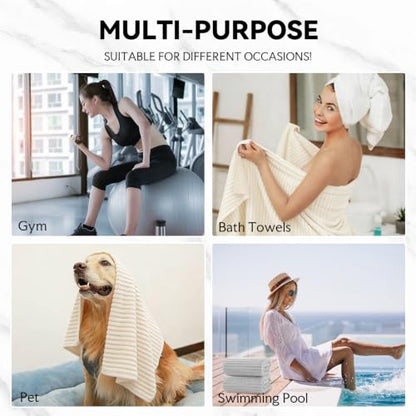 Extra Large Bath Towel Set 10 Piece, XL Bath Towels 35"x67" Oversized Bath Sheets, 280 GSM Microfiber Quick Dry Absorbent Towels, 5 Bath Sheets & 5 Hand Towels (Cream) - color: Cream, size: Bath towel 35" x 67"+hand towel 30"x13"
